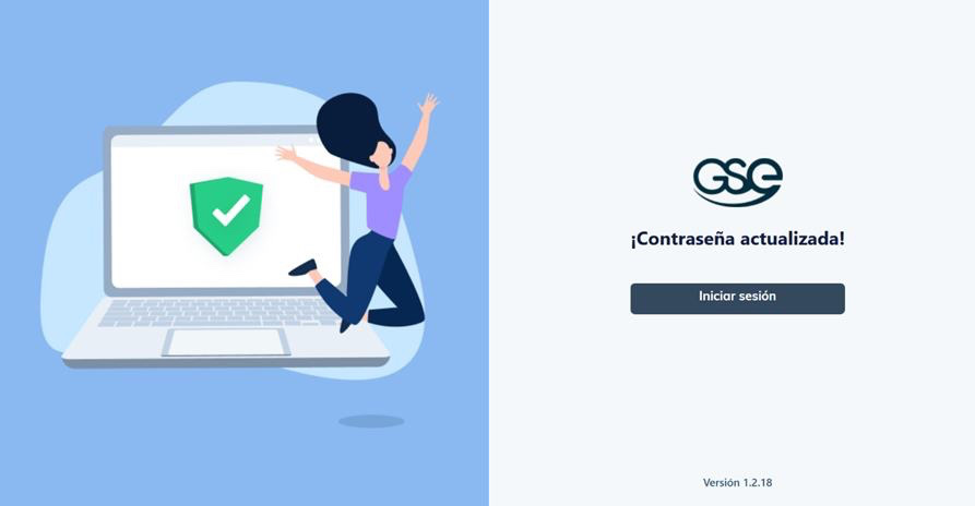 Confirmación de contraseña actualizada en GSE